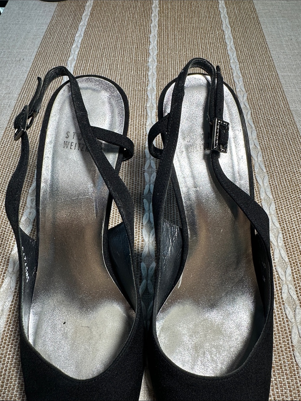 Stuart Weitzman Black Slingback Pointed Toe Heels - Picture 10 of 10